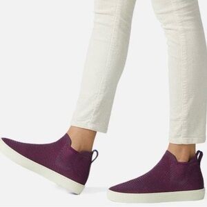 Rothy's Ankle Boots Womens 8.5 The Chelsea Berry Lattice Stitch Pull On Shoes